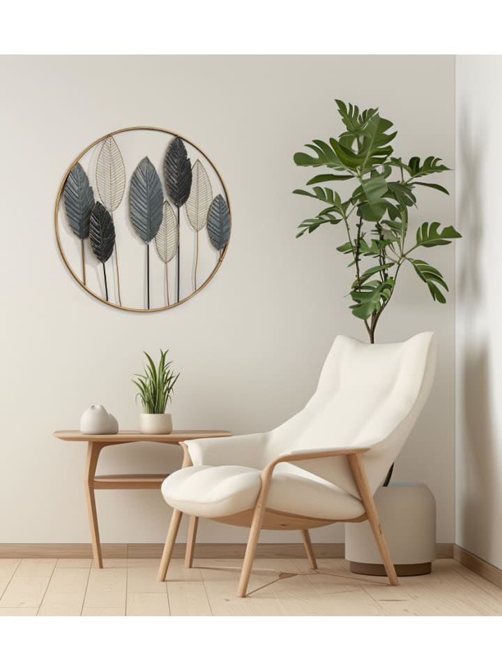 kobolo Metallbild FOGLIA in Grau günstig kaufen onesize