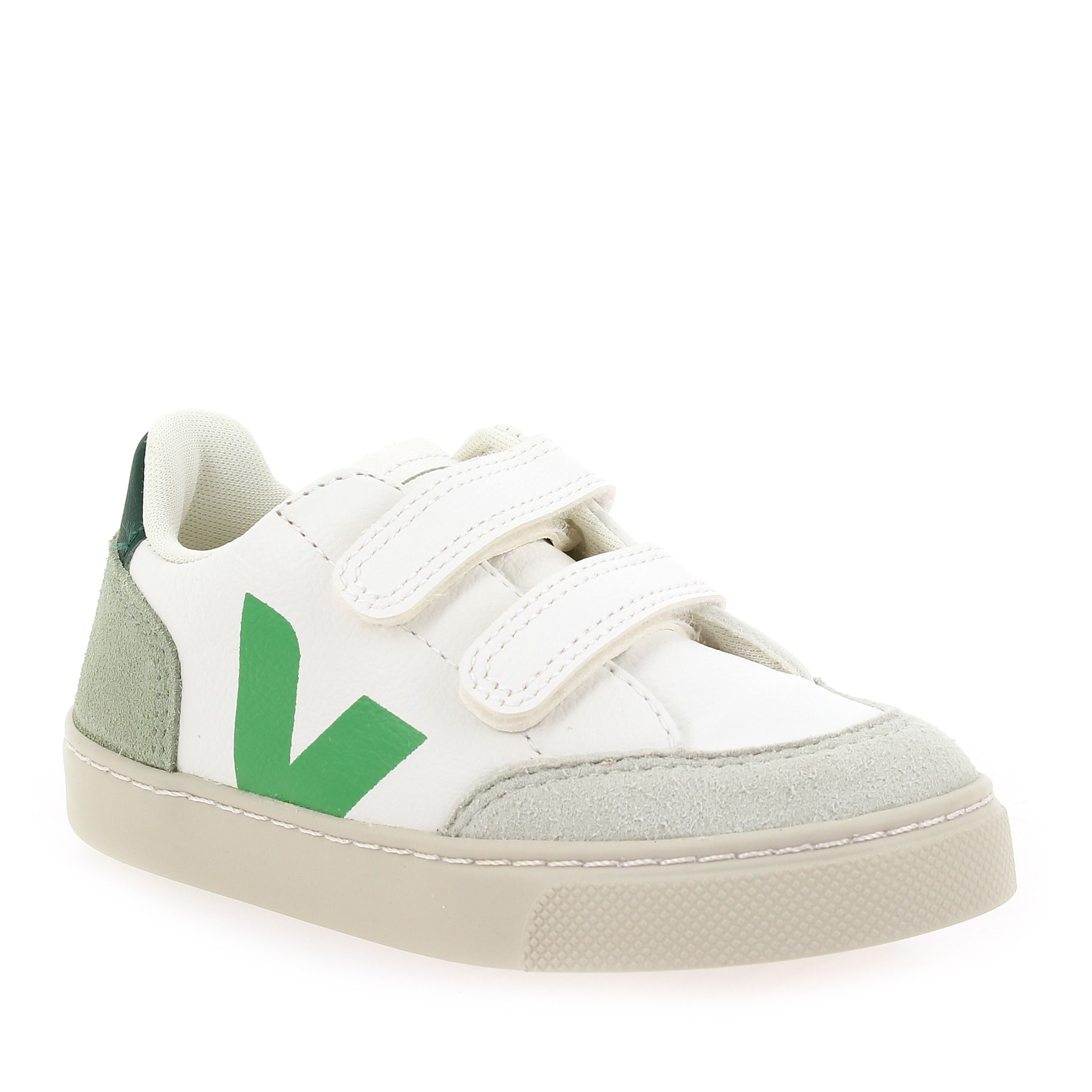 Veja  SMALL V12 VELCRO E24 - Blanc Vert
