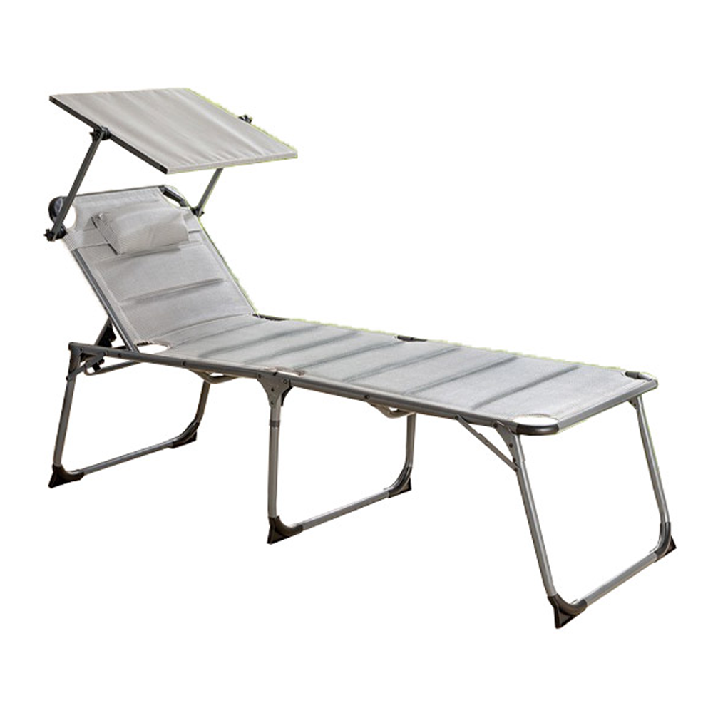 Solax Sunshine XXL-Komfort-Sonnenliege inkl. Kissen gepolstert aus Aluminium - Grau