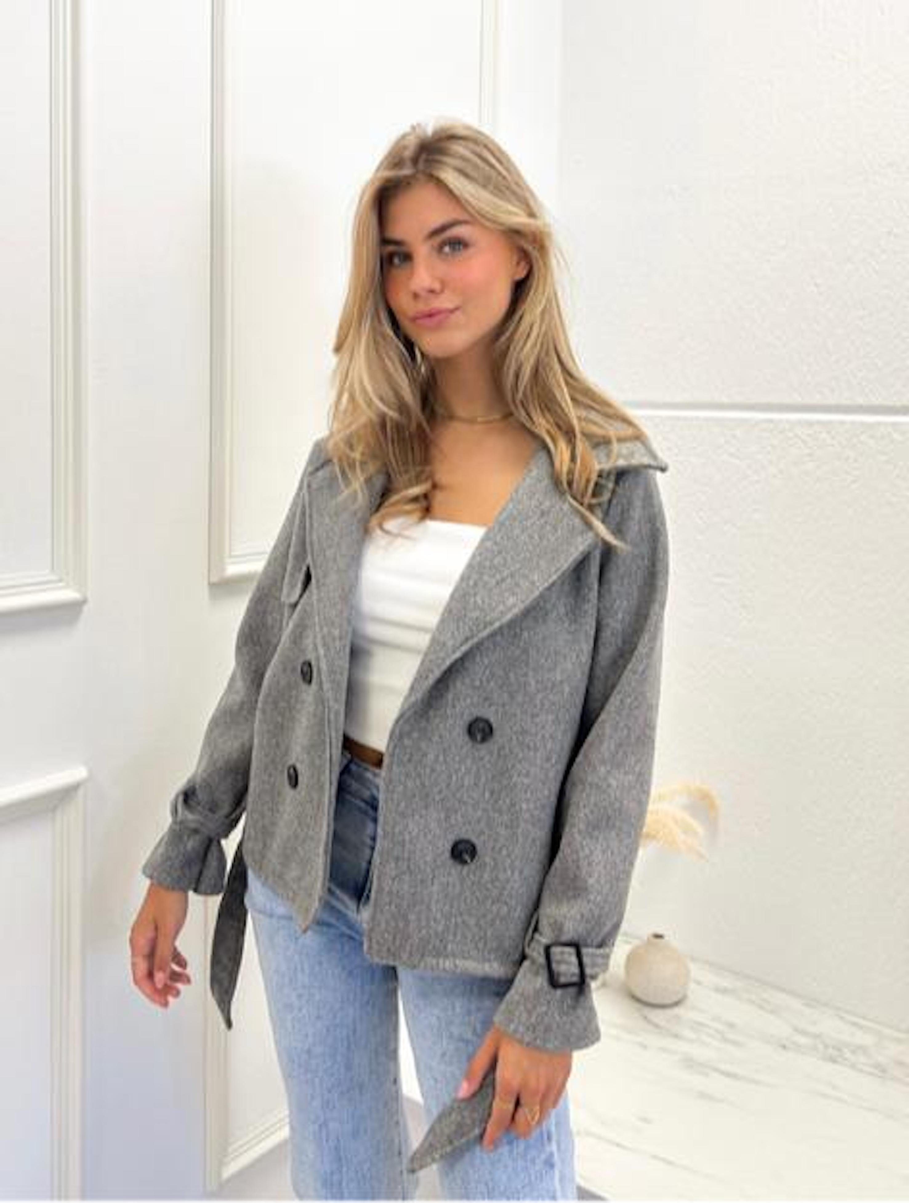 Worldclassca Trenchcoat Worldclassca Kurzer Doppelreihiger TRENCHCOAT Jacke Reverskragen