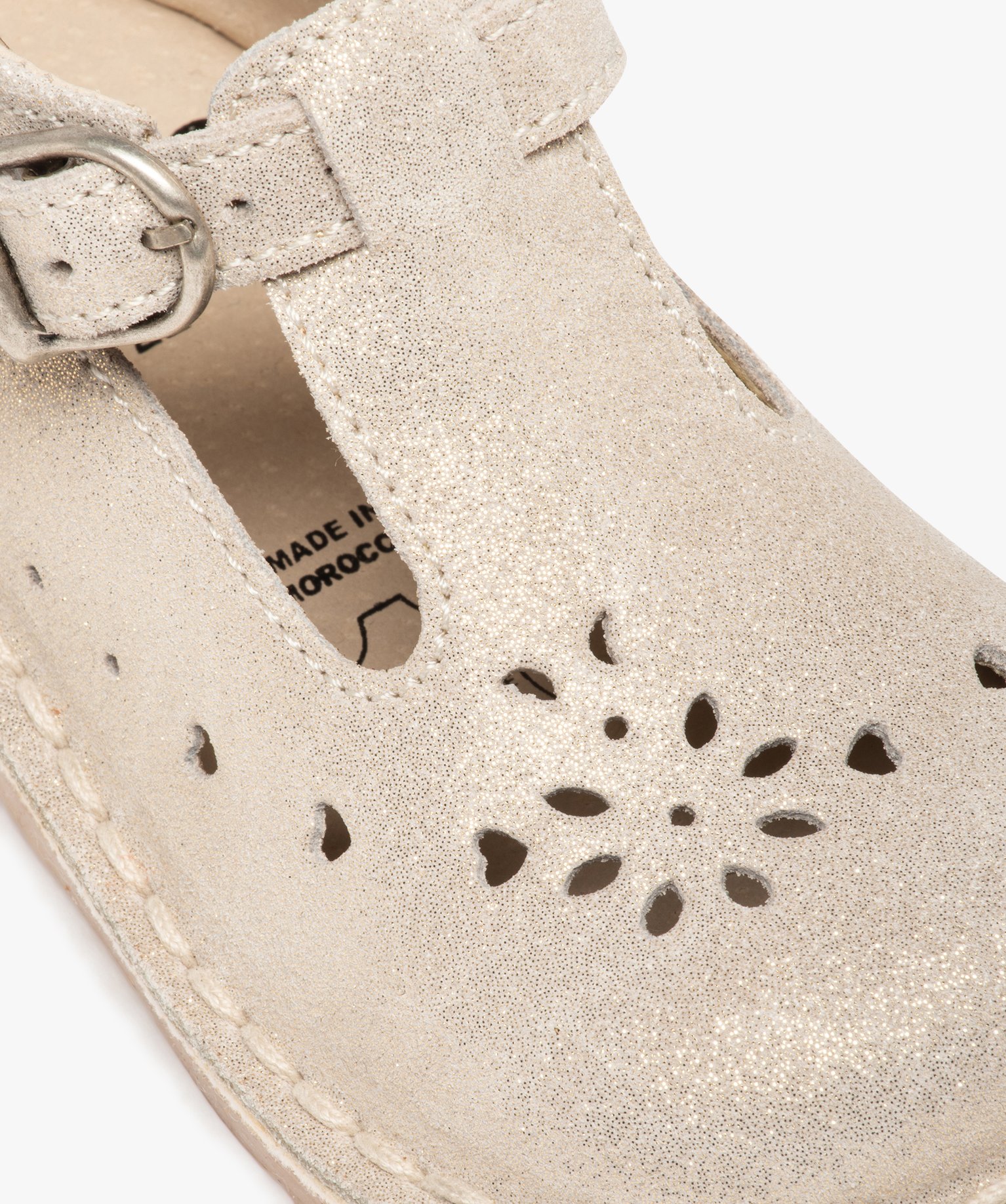 Babies bébé fille dessus cuir uni motifs perforés or | GEMO