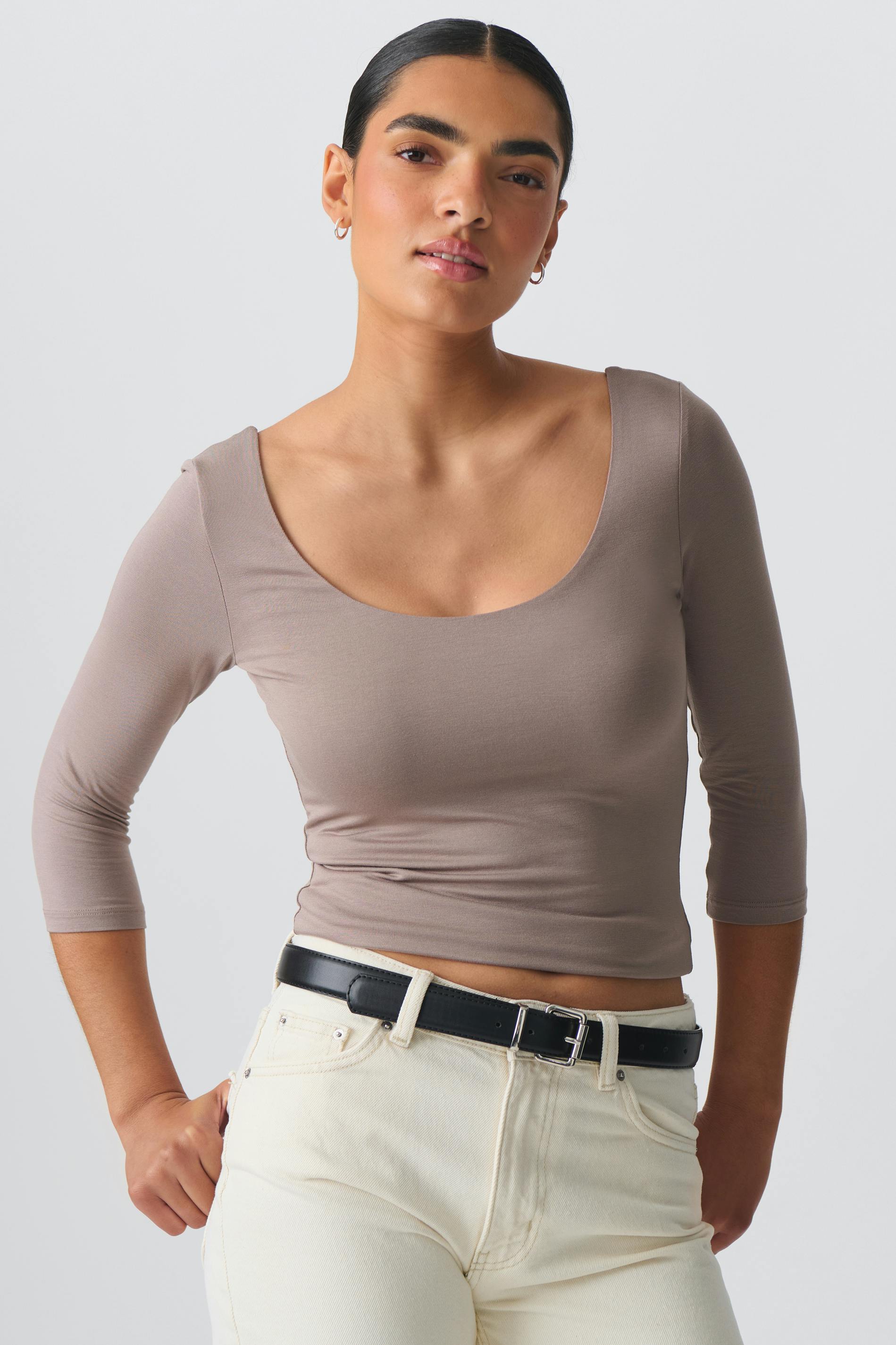 Soft touch scoop neck top