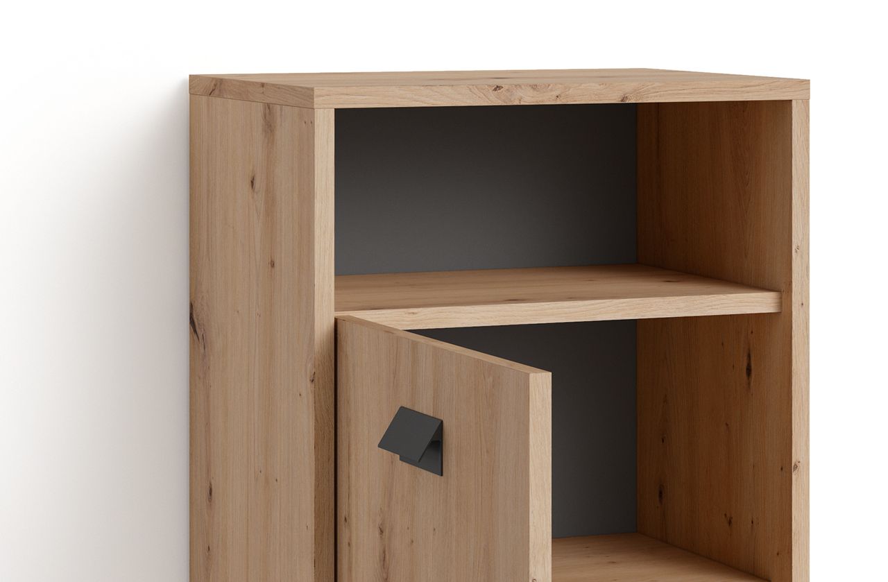 byLiving WELLNESS Seitenschrank, Breite 42 cm, Eiche-Optik, Alu/Kunststoff schwarz