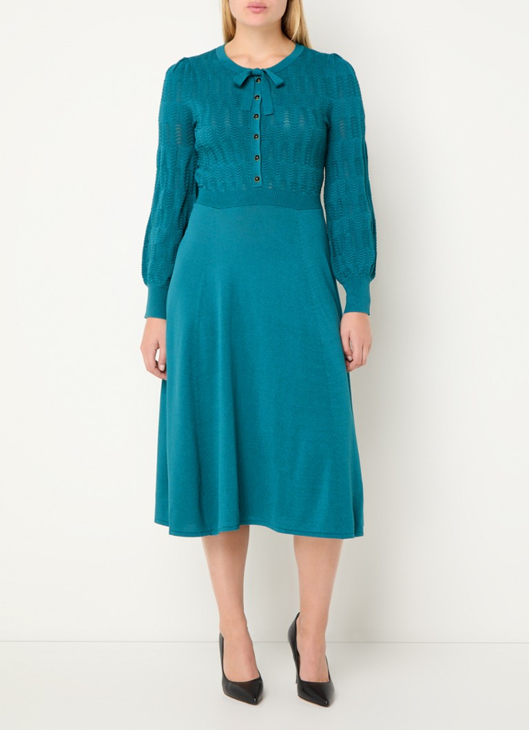 Robe tunique midi en maille fine Susannah de LKBennett, ornée d'un motif ajouré et d'un nœud.