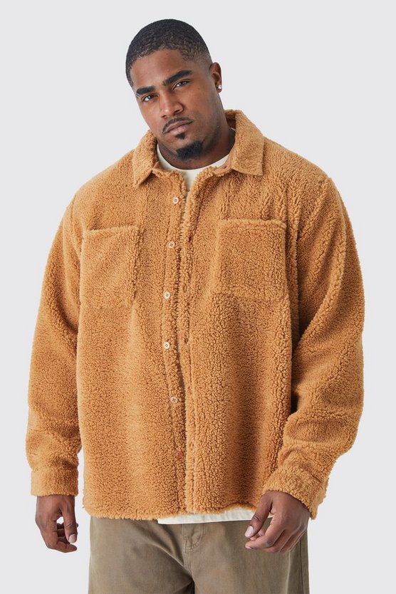 Plus Utility-Overshirt mit Borg-Aufnäher