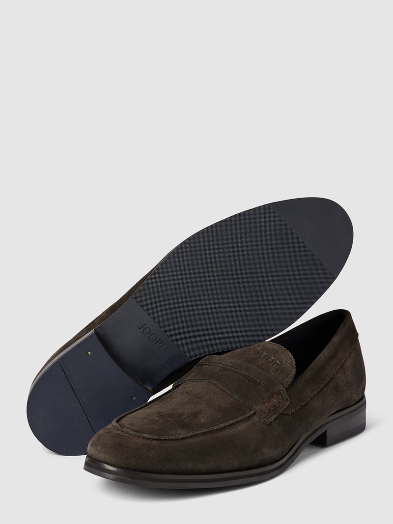 Loafer mit Label-Detail Modell 'Velluto' in dunkelbraun