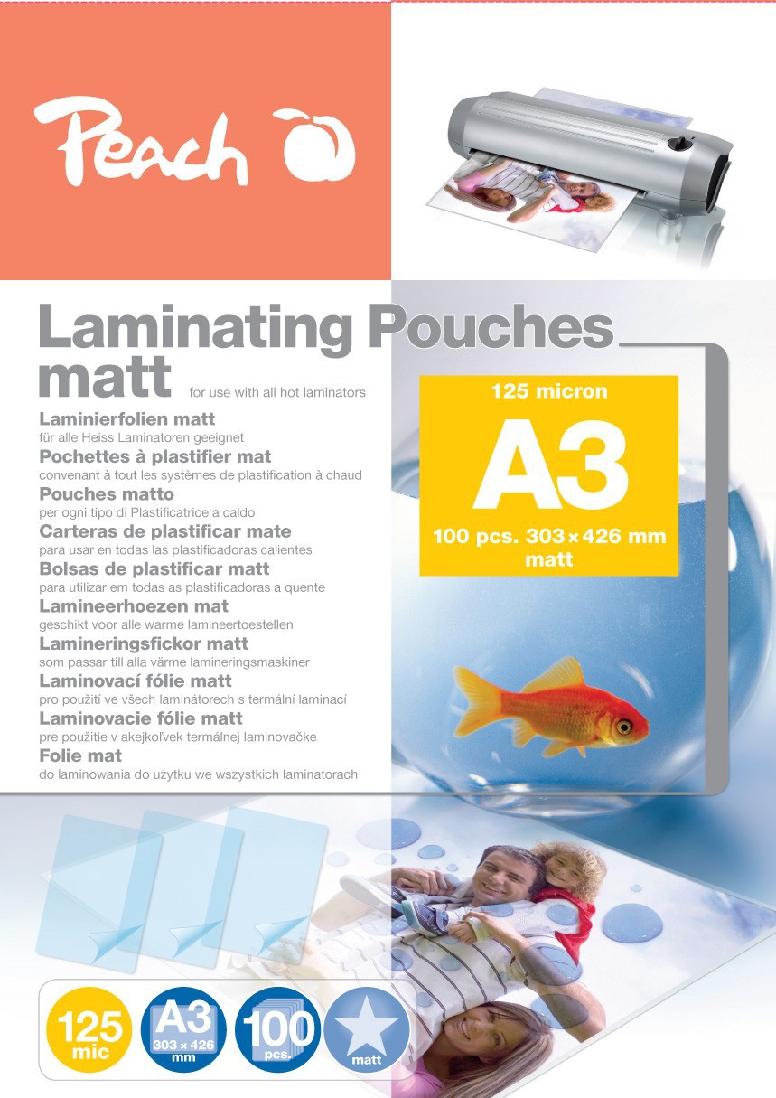 Peach Laminierfolien A3, 125 mic, matt, 100 Stk.