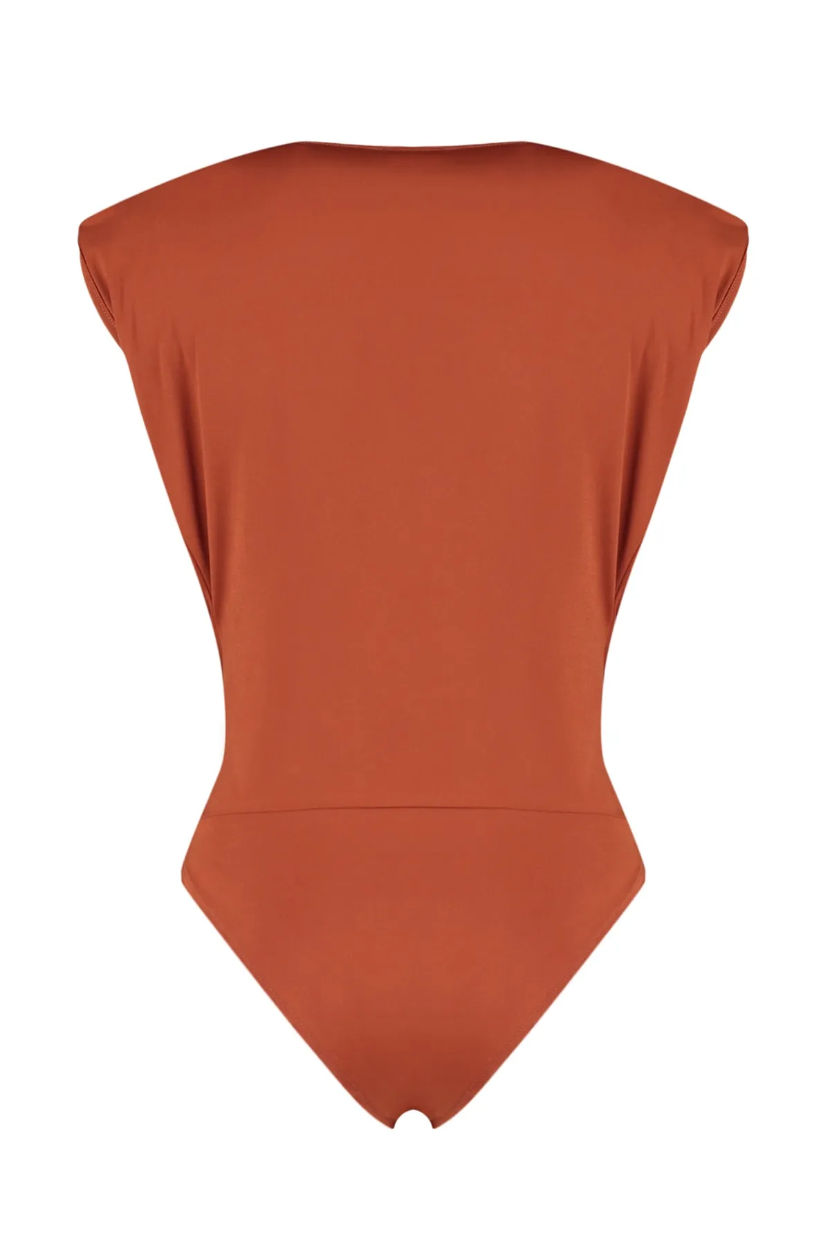 Trendyol Collection  Zimtfarbener, gepolsterter, zweireihiger Kragen, flexibler Strickbody mit Druckknöpfen TWOSS23BD00007