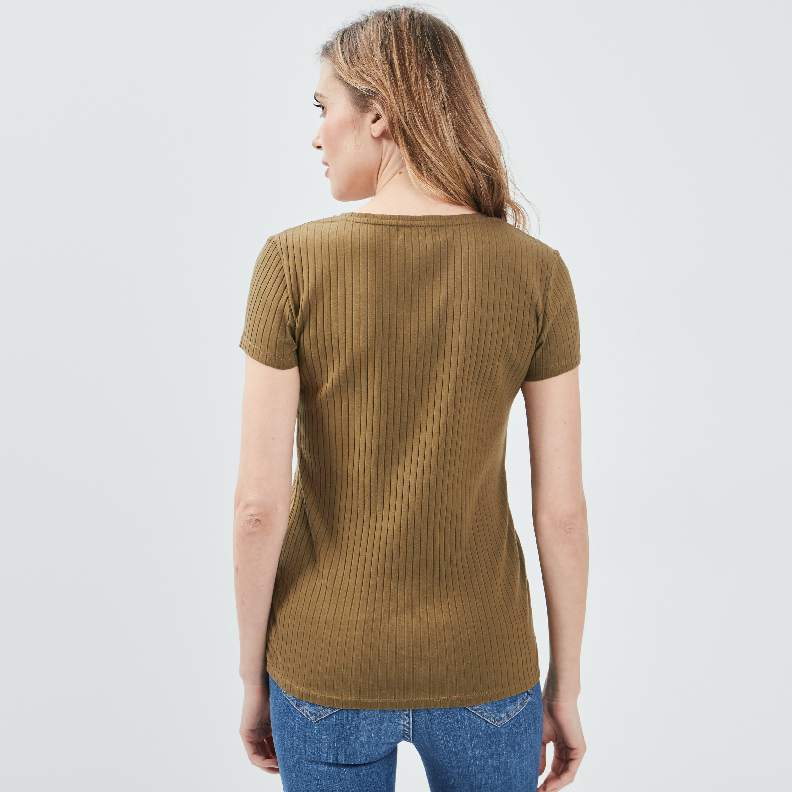 T-shirt manches courtes vert kaki femme | La Halle