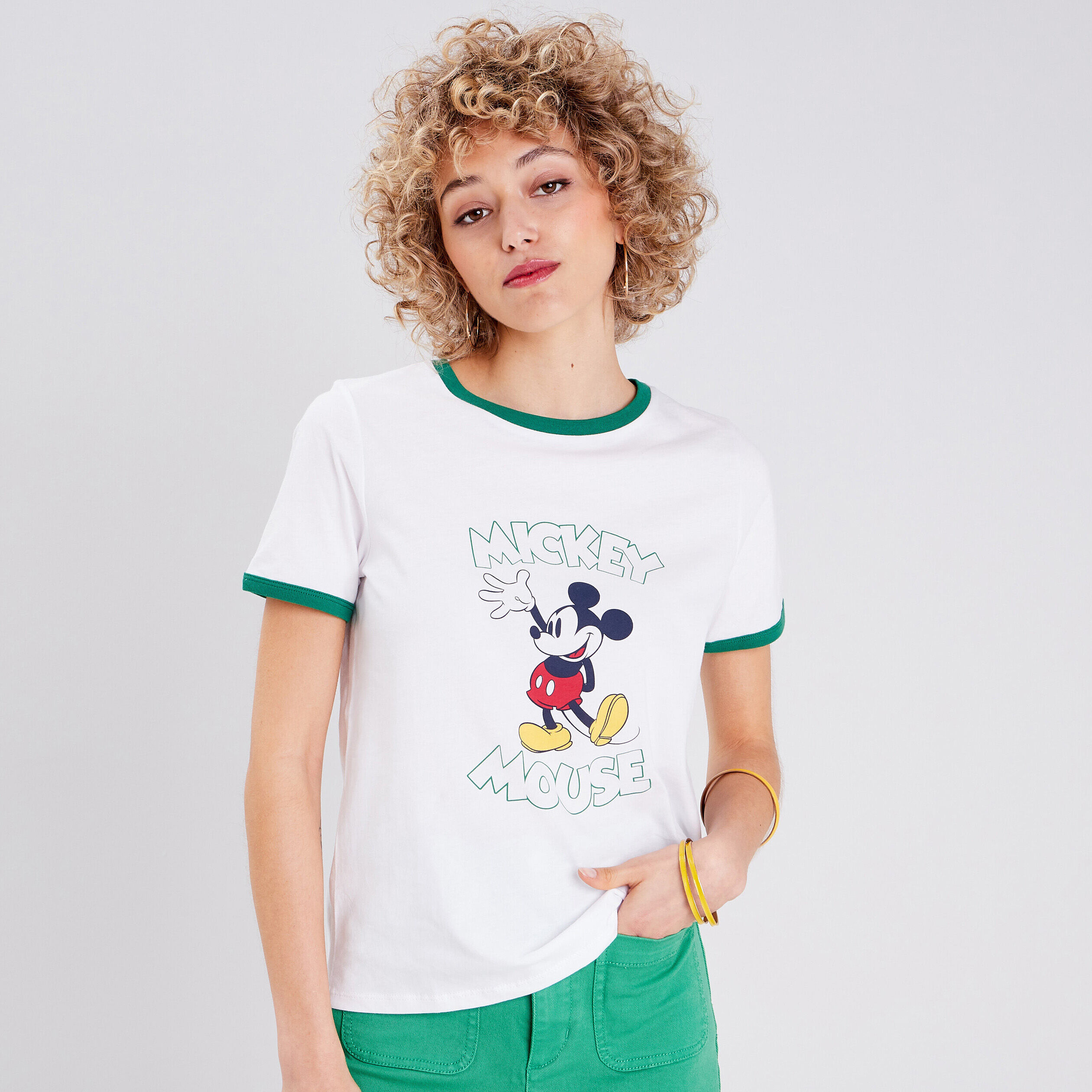 T-shirt manches courtes Mickey ecru femme | Cache Cache