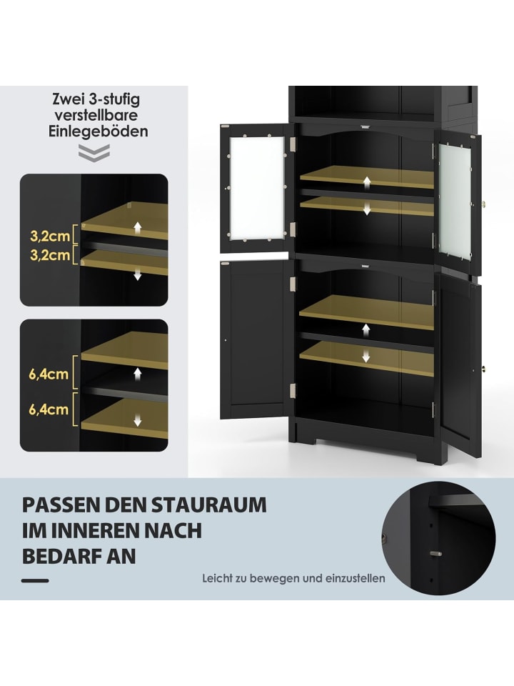COSTWAY Badezimmerschrank 163cm in Schwarz günstig kaufen onesize