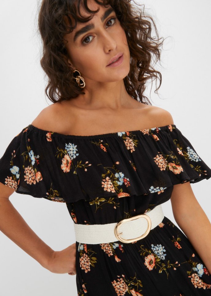 bedrucktes Carmen-Kleid