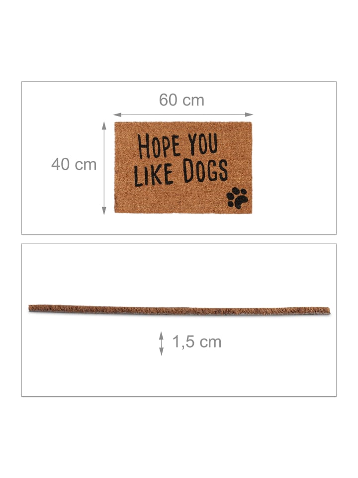 relaxdays Fußmatte Hope you like dogs in Natur - 40 x 60 cm günstig kaufen onesize