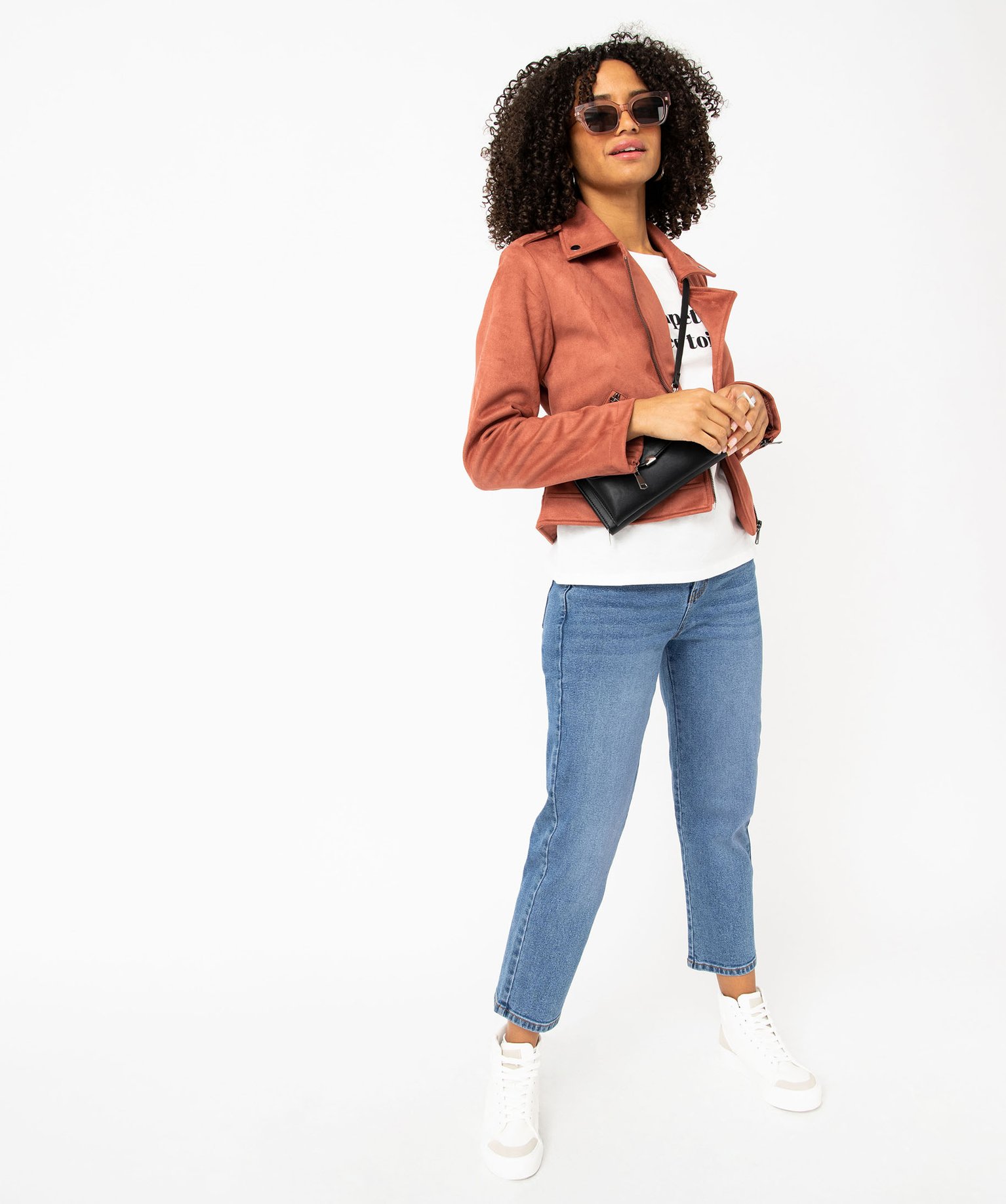 Jean cropped coupe straight taille haute stretch femme stone | GEMO