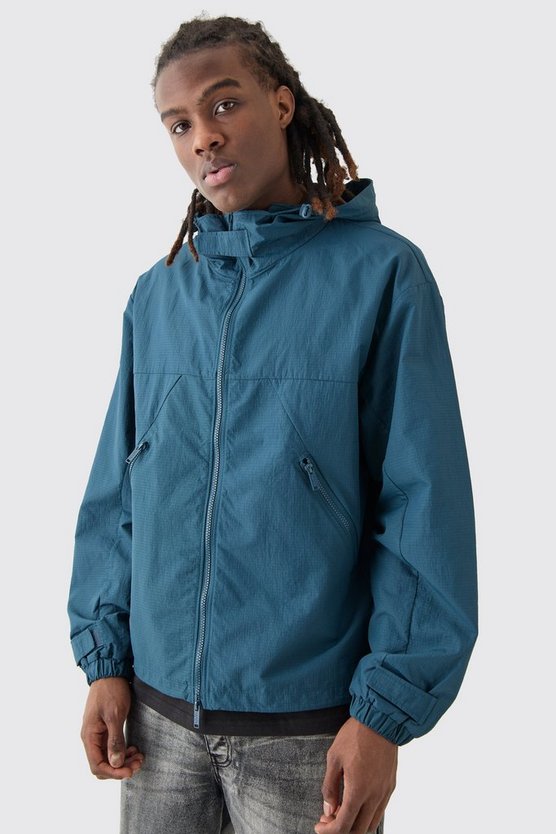 Transparenter Ripstop-Windbreaker mit Kapuze