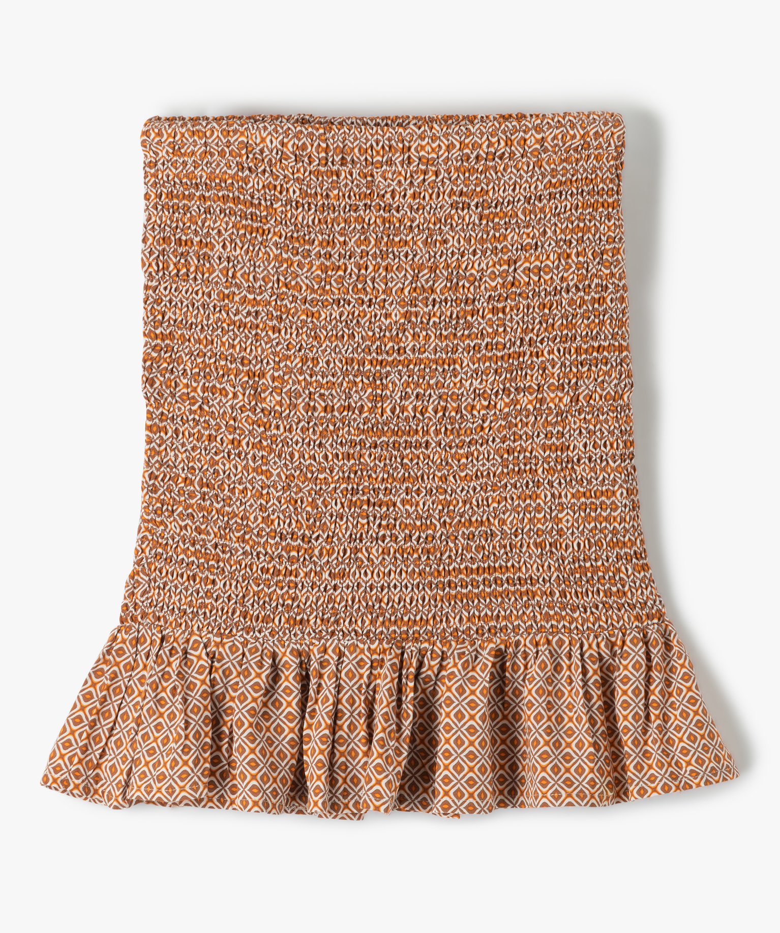 Jupe fille à smocks et volant à petits motifs imprime | GEMO
