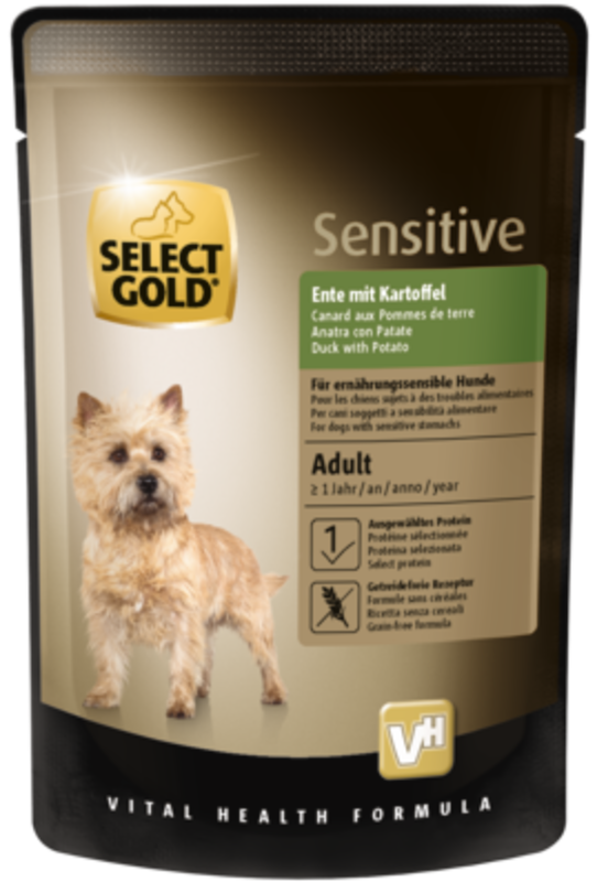 SELECT GOLD Hundenassfutter SELECT GOLD Sensitive Adult 12x100g Ente mit Kartoffel