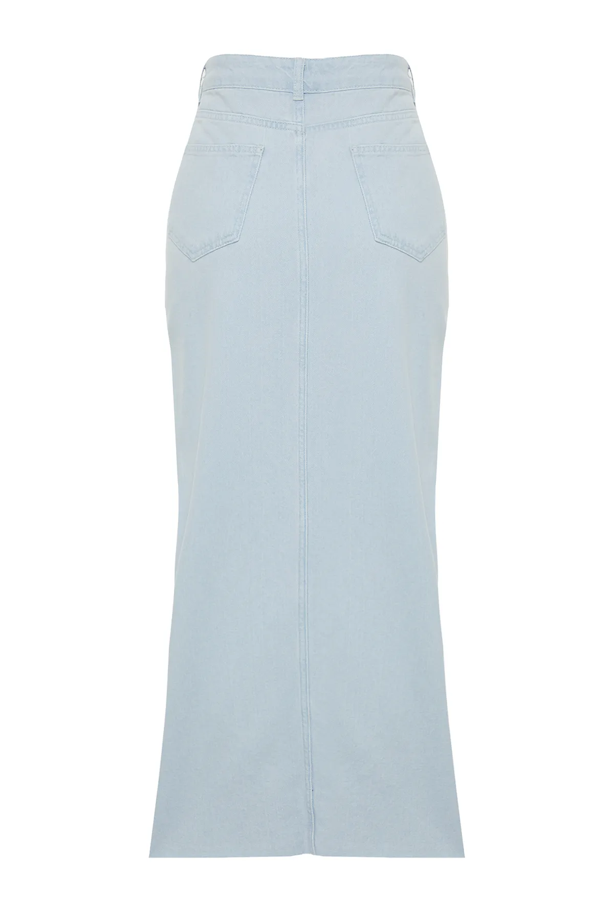 Trendyol Collection  Hellblauer, geschlitzter Maxi-Jeansrock mit hoher Taille TWOSS24ET00014