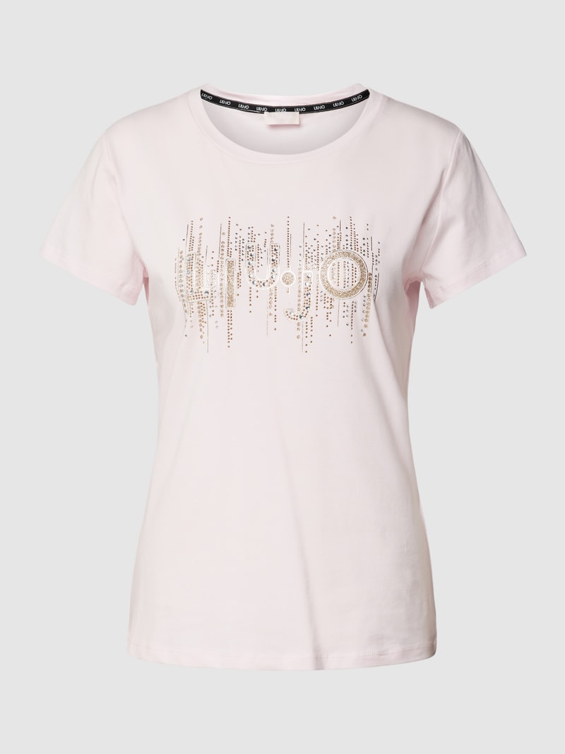 T-Shirt mit Ziersteinbesatz in rosa