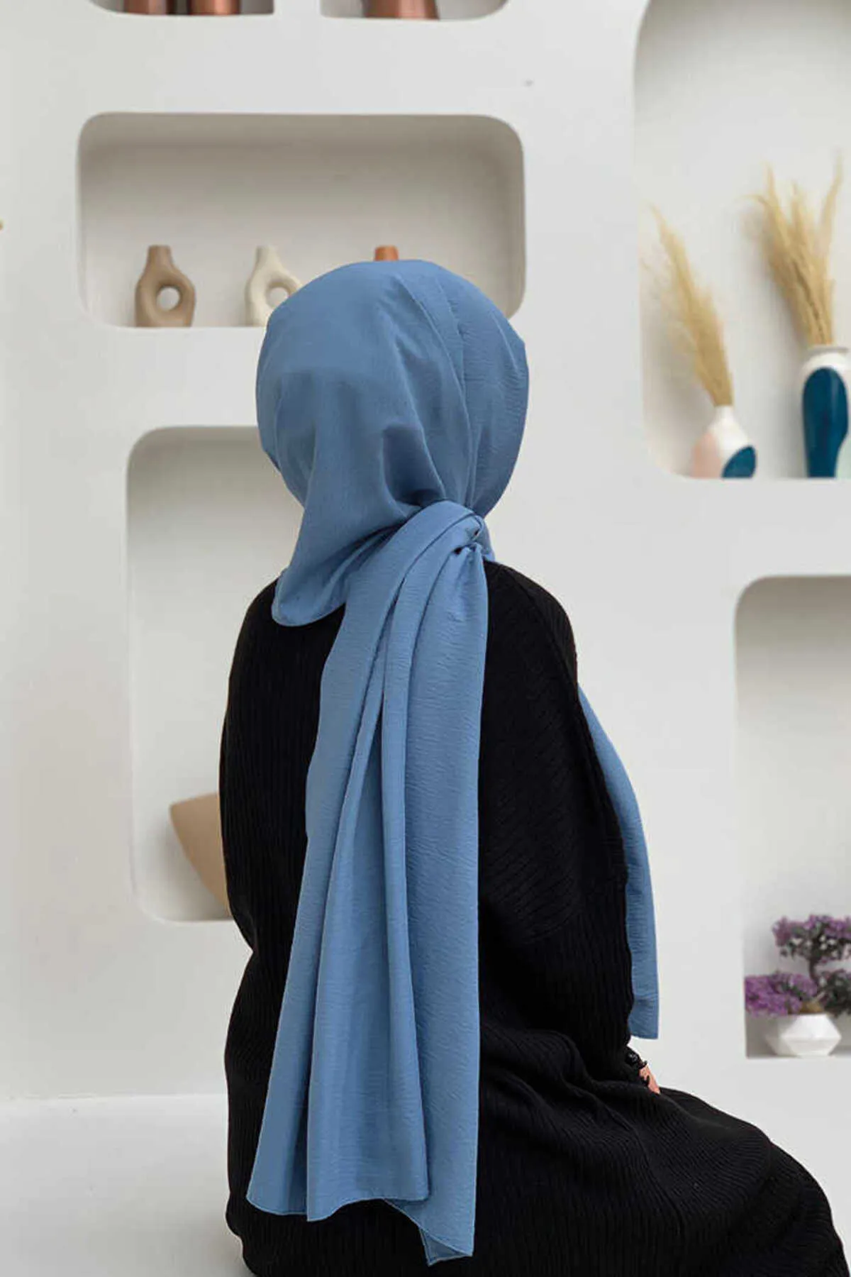 Bym Fashion  2051 Jazz-Schal aus Baumwolle, Babyblau
