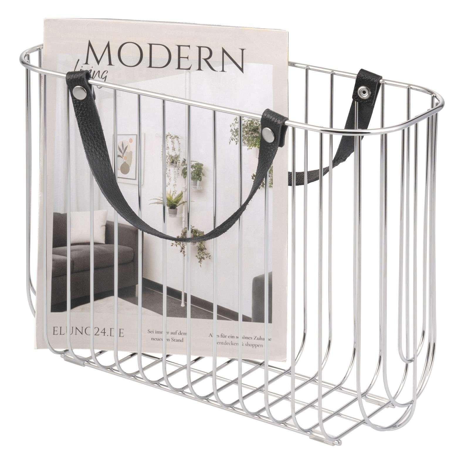 eluno Zeitungsständer aus Metall mit Tragegriffen, ca. 36 x 26,5 x 15,5 (B/H/T)