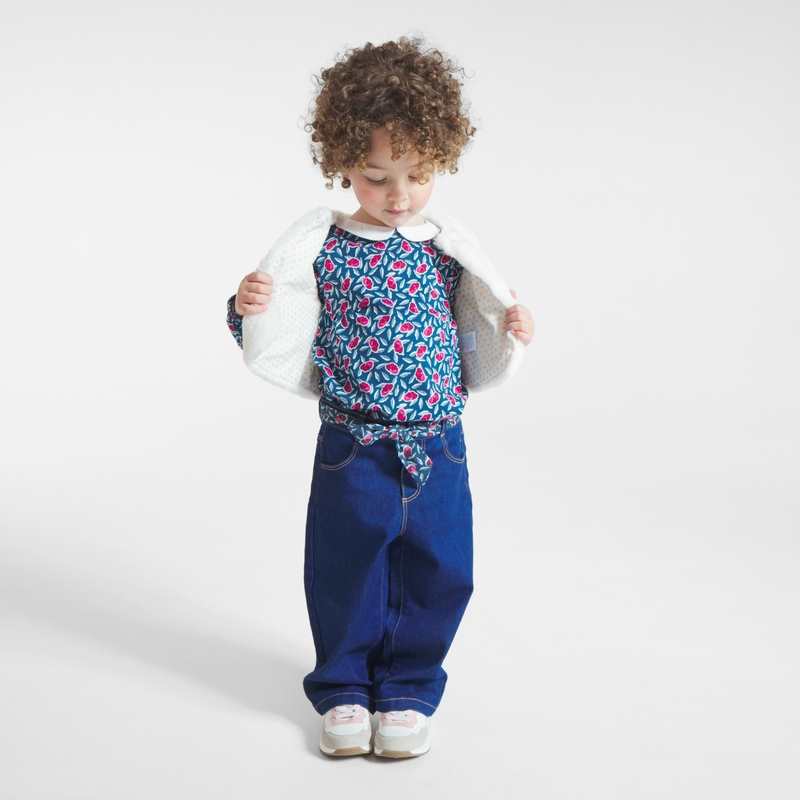 Blouse fleurie à petit col rose bébé fille