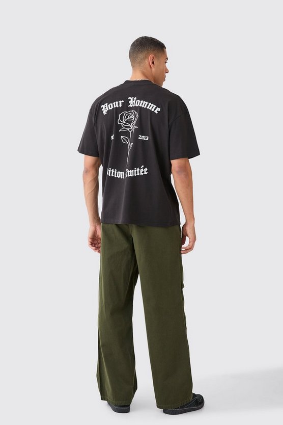 Oversize T-Shirt mit Rosen-Print