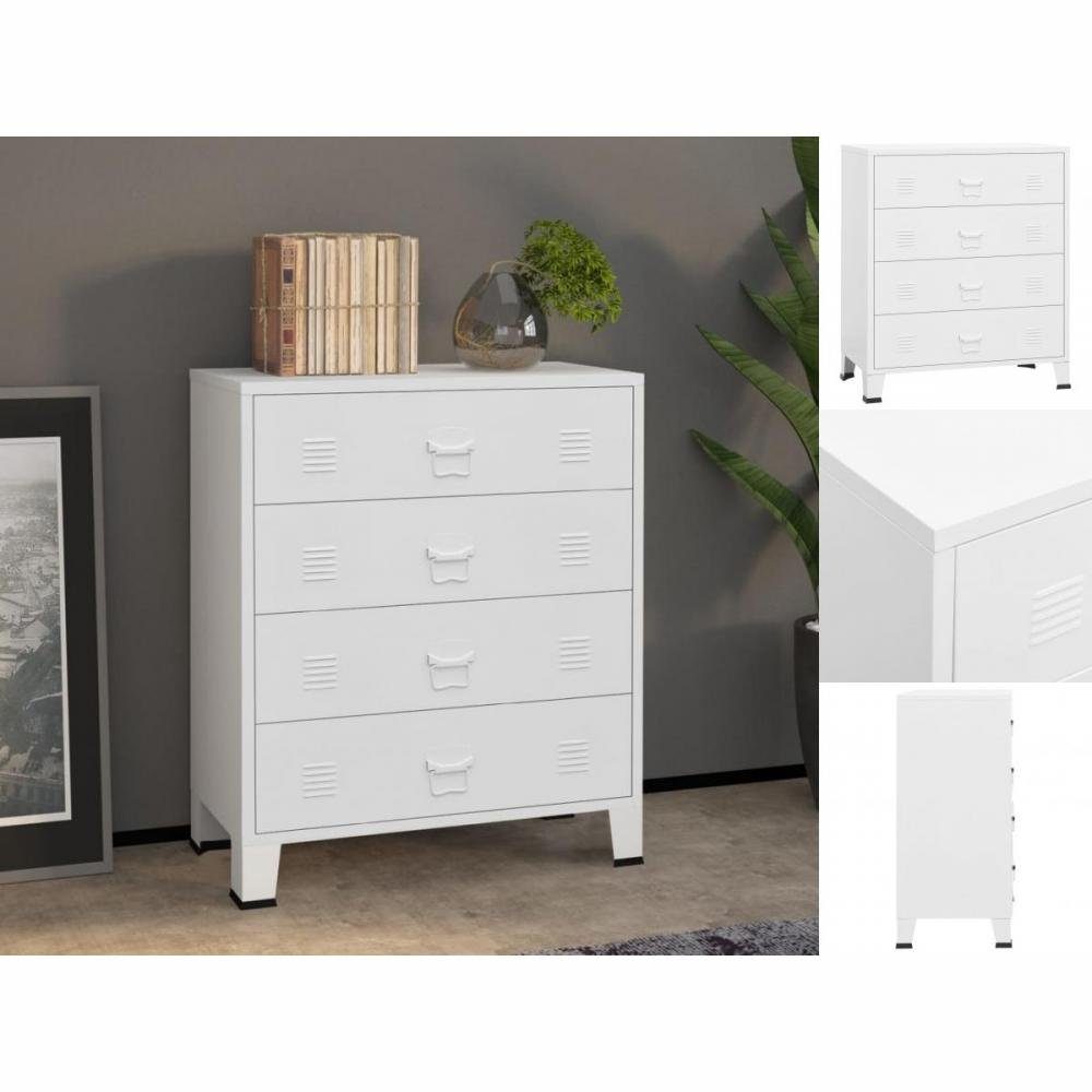 vidaXL Anrichte Industrial Kommode mit Schubladen Weiß 78x40x93 cm Metall