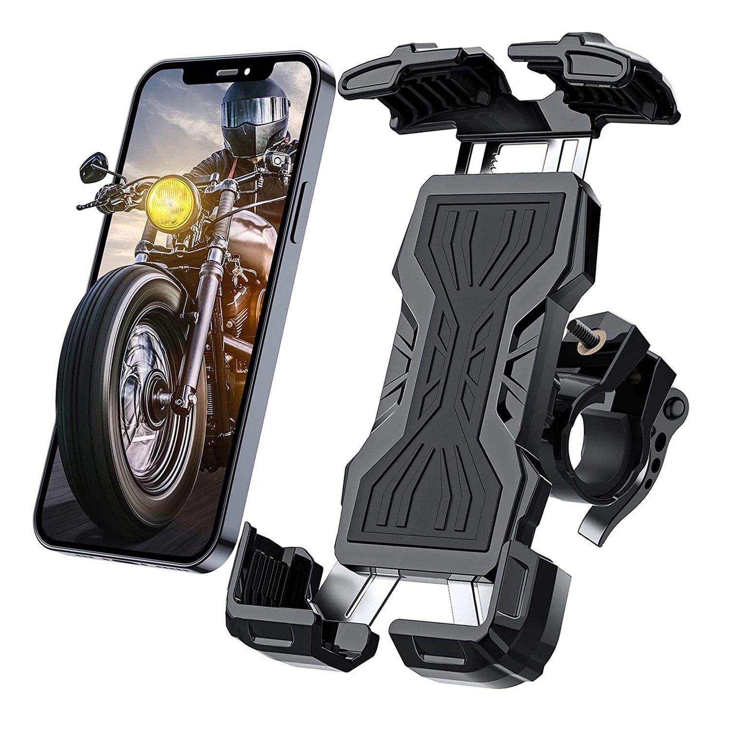 zggzerg Handyhalter für Motorrad Fahrrad 360 Drehung iPhone Samsung Smartphone Handy-Halterung, (bis 7,00 Zoll, Für iPhone / Samsung / Huawei / XIAOMI Serie Telefon, 360° Verstellbare)