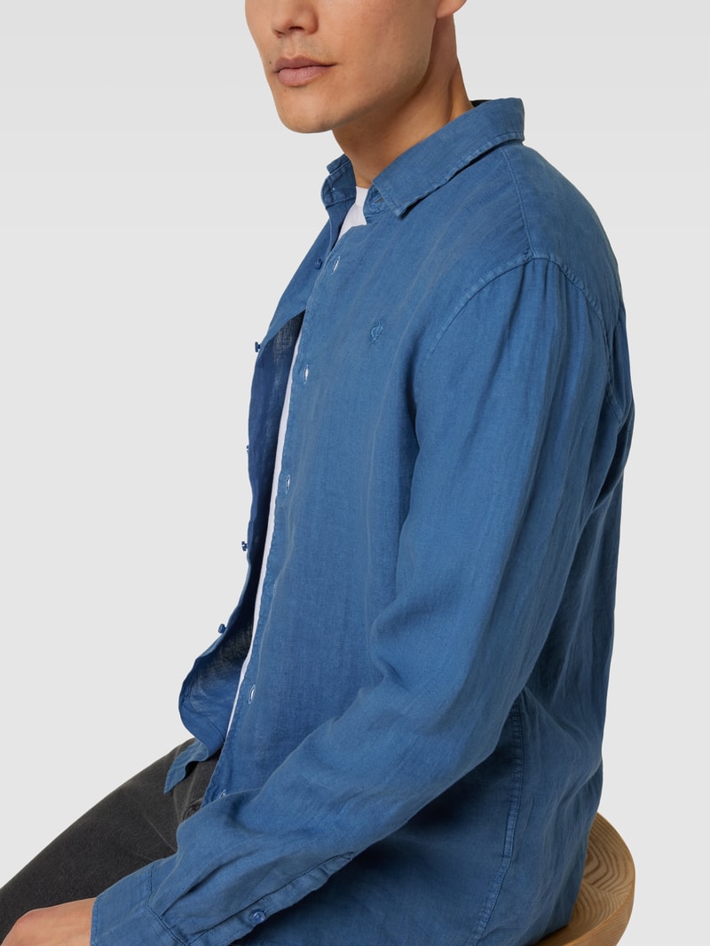 Freizeithemd mit Label-Stitching in rauchblau