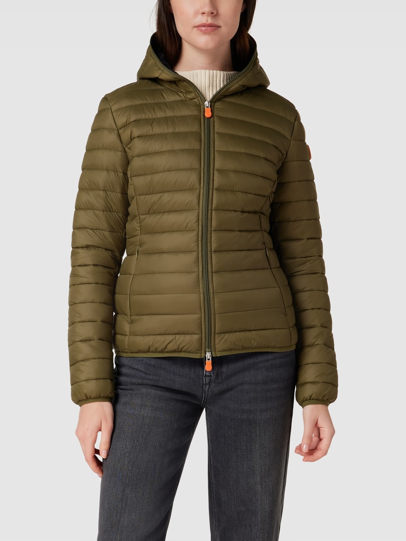 Steppjacke mit Label-Detail Modell 'DIZY' in olivgrün