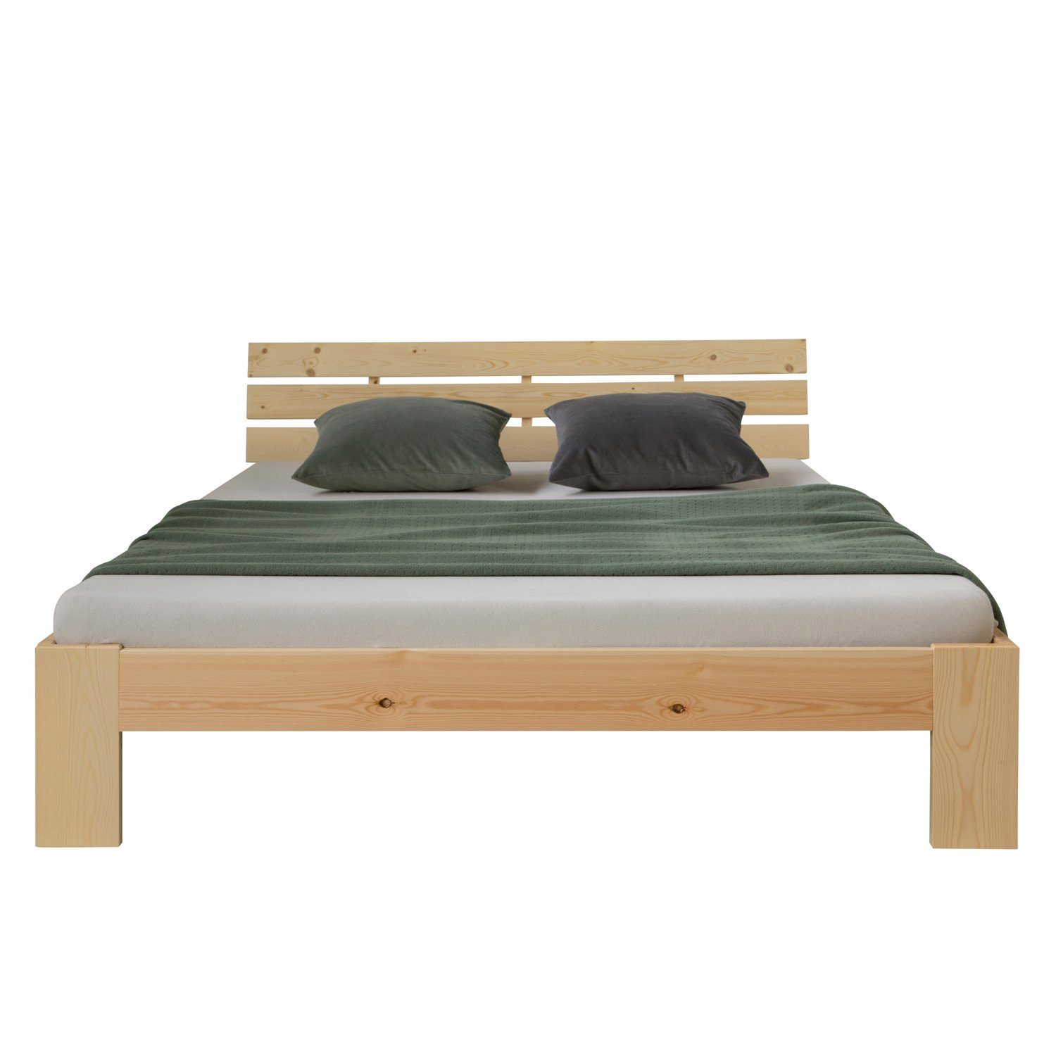 Homestyle4u Holzbett Doppelbett Holzbett Futonbett 140 160 180 cm weiß oder natur Bett