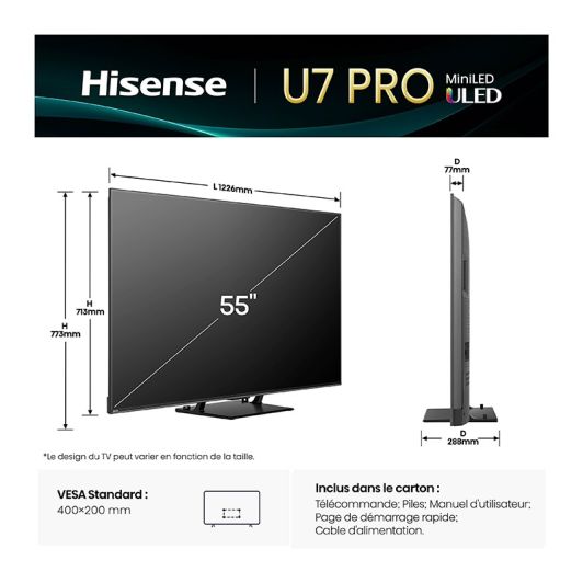 HISENSE 55U7Q PRO - Televizor inteligent de 55