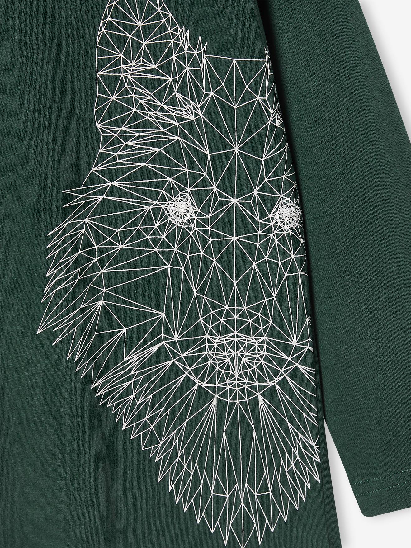 Tee-shirt motif animal garçon en coton recyclé vert sapin