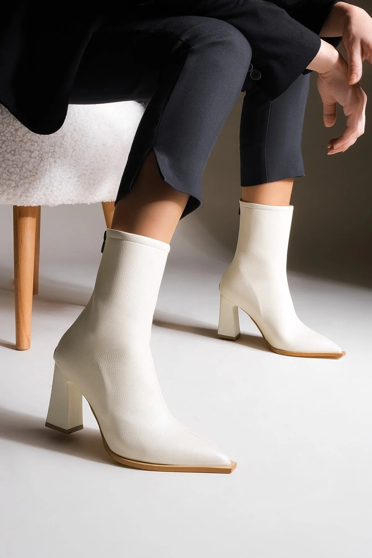 Marjin  Stiefelette - Ecru - Blockabsatz