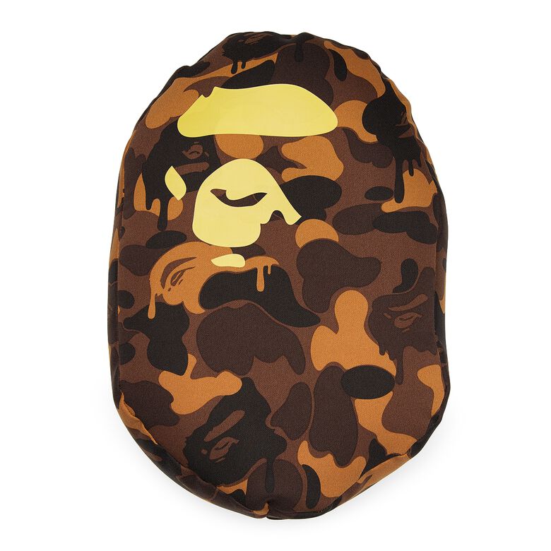 A Bathing Ape Valentine Chocolate Camo Ape Head Cushion M brown