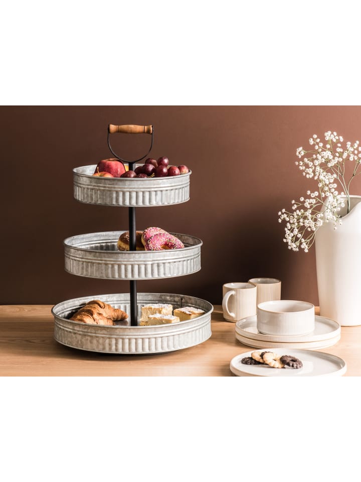 Beliani Tablett KOUIGN in Silber/Schwarz/Heller Holzfarbton günstig kaufen onesize