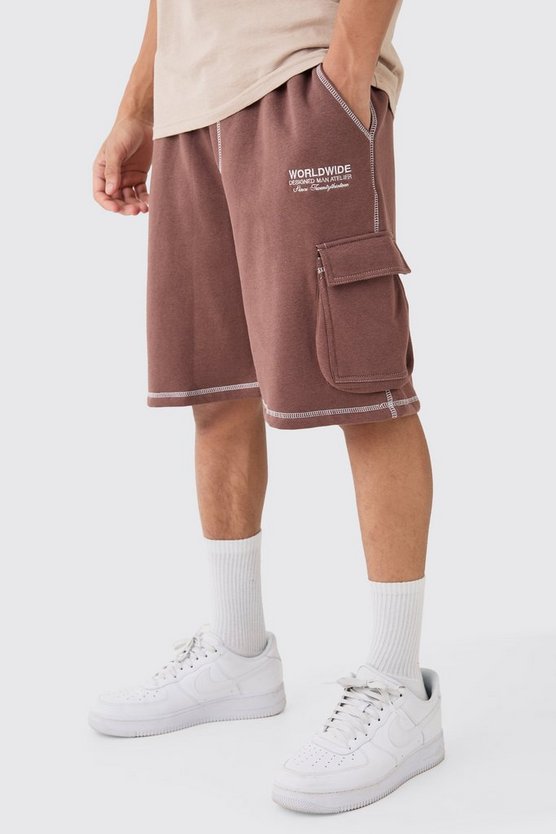 Lockere Worldwide Cargo-Shorts mit Kontrast-Naht