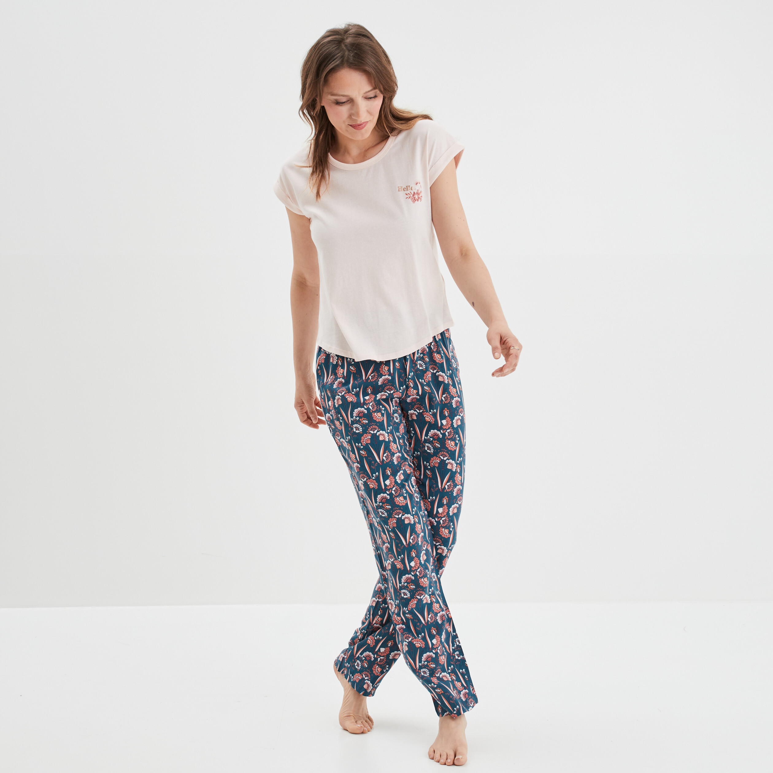 Ensemble pyjama 2 pièces fluide bleu femme | La Halle