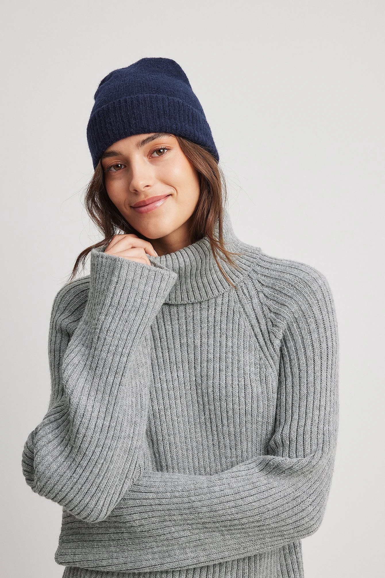 Strick-Beanie-Mütze aus Wollmischung
