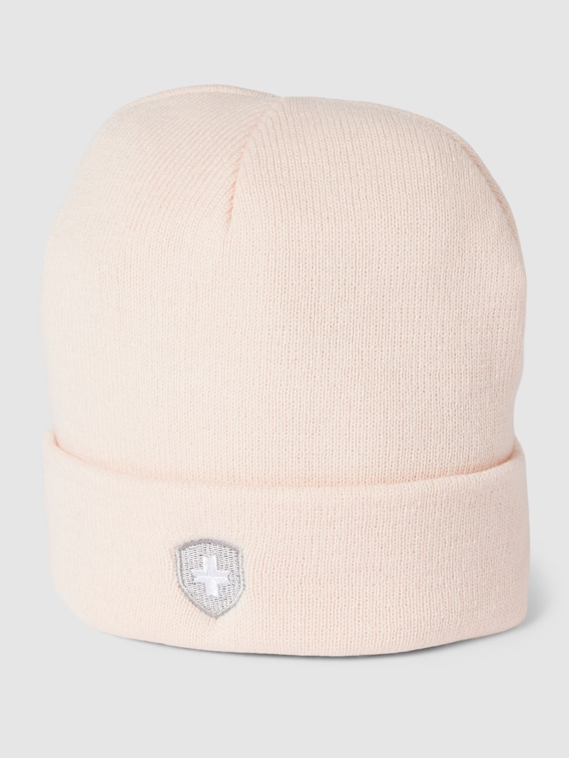 Beanie mit Label-Stitching in rosé meliert
