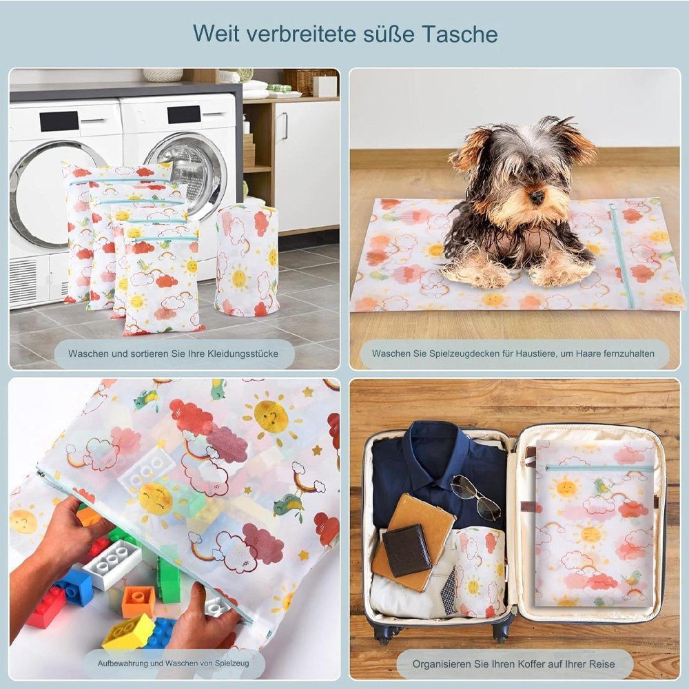 Tian Dee Wäschenetz 6Stück Wäschenetz für Waschmaschine,mit ReißVerschluss,Drucken