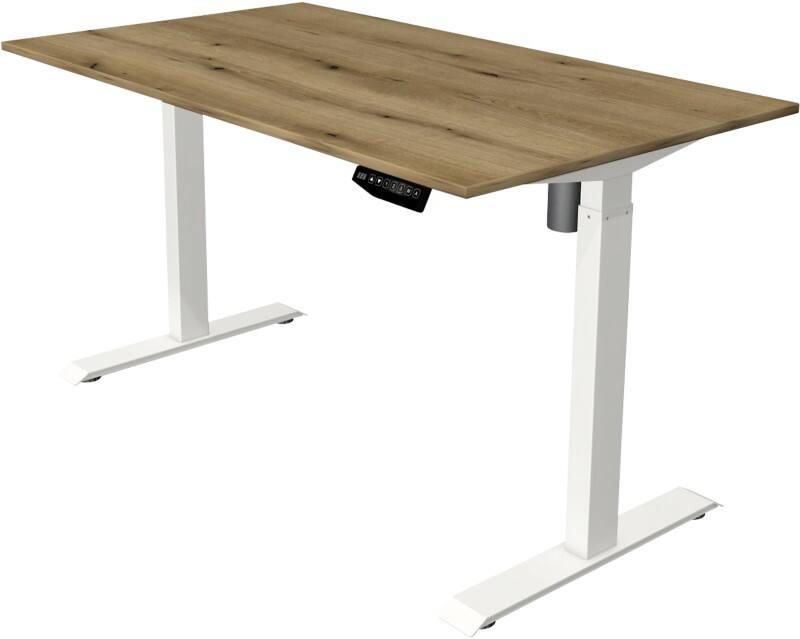 Kerkmann Move 1 Rechteckig Elektronisch Höhenverstellbarer Sitz-Stehschreibtisch Melamin, Stahl Eiche, Weiß 1400 x 800 x 1230 mm