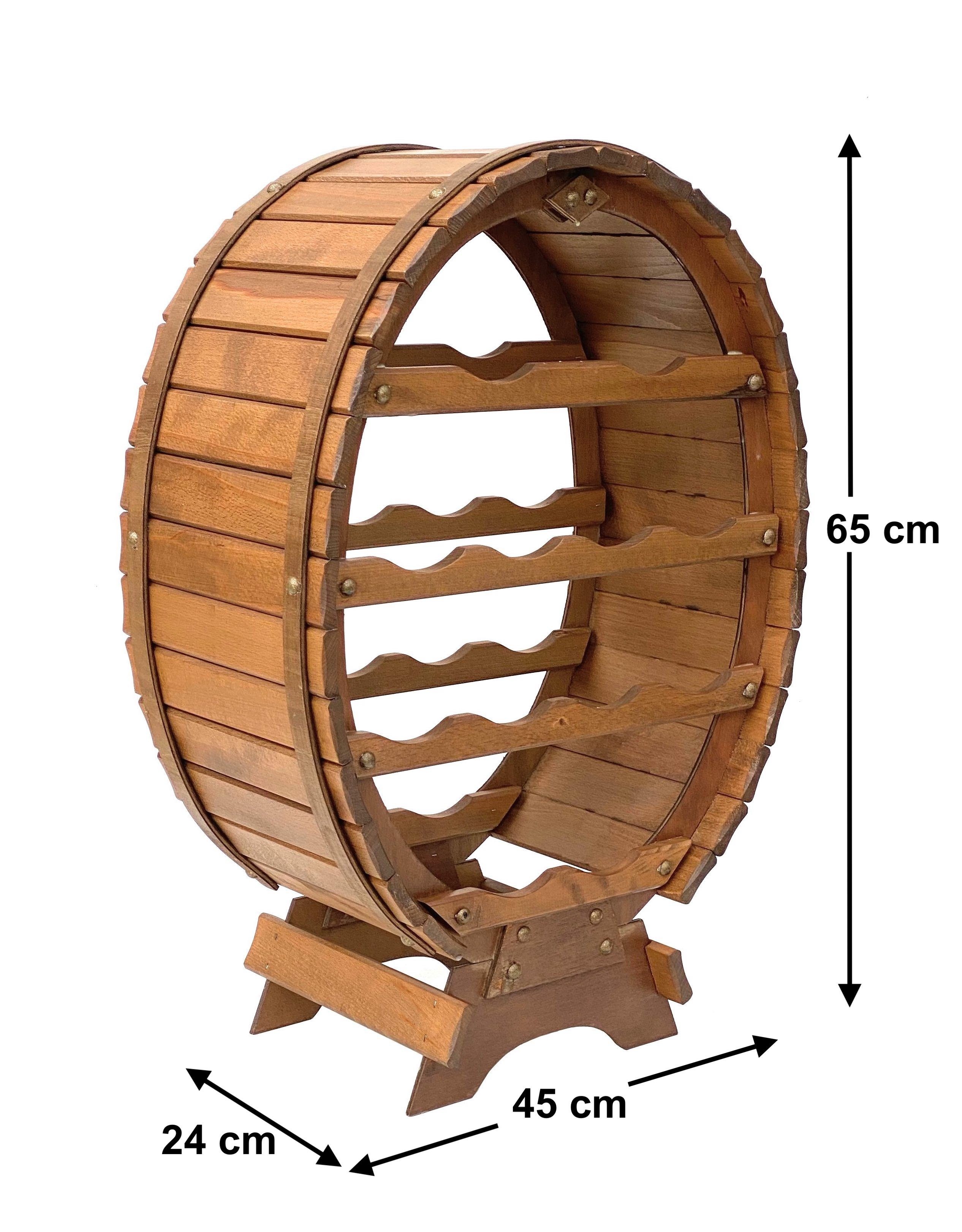 DanDiBo Weinregal Weinregal Holz Stehend Weinfass 12 Flaschen Braun gebeizt Flaschenregal Flaschenhalter Fass