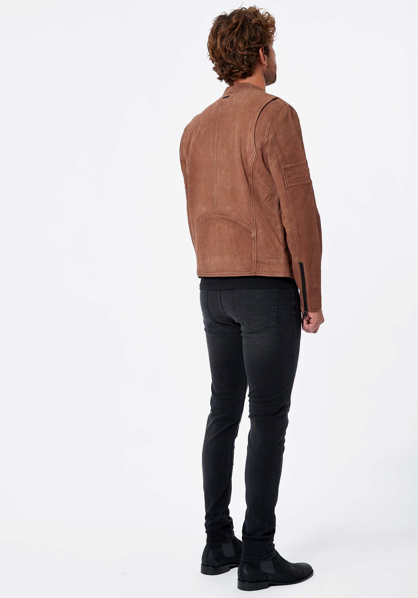 SOMA   Veste en cuir marron Homme