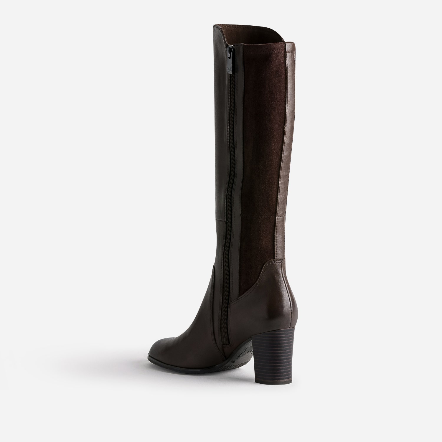 Botte CAPRICE marron en cuir bi matière