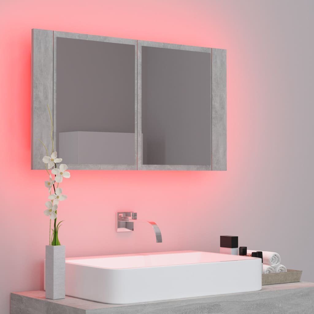 vidaXL Badezimmerspiegelschrank LED-Bad-Spiegelschrank Betongrau 80x12x45 cm Acryl (1-St)