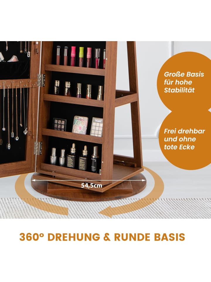 COSTWAY Schmuckschrank 3 in 1 drehbar in Hellbraun günstig kaufen onesize