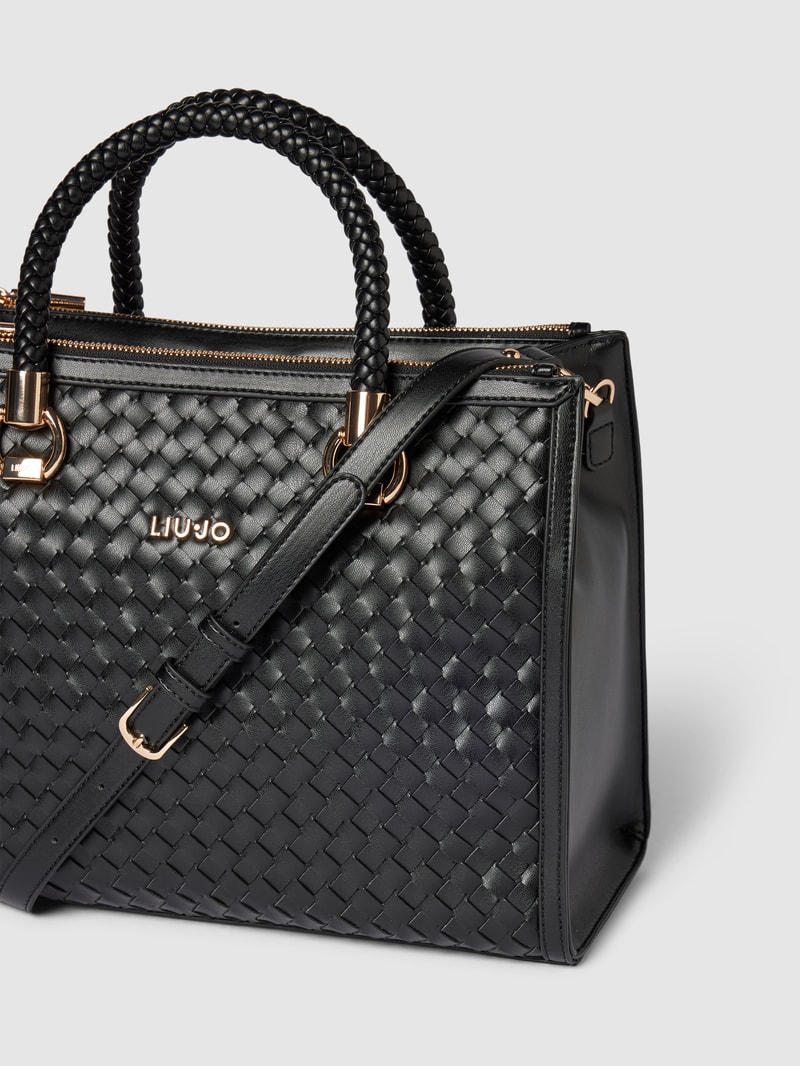 Handtasche in Flecht-Optik in black