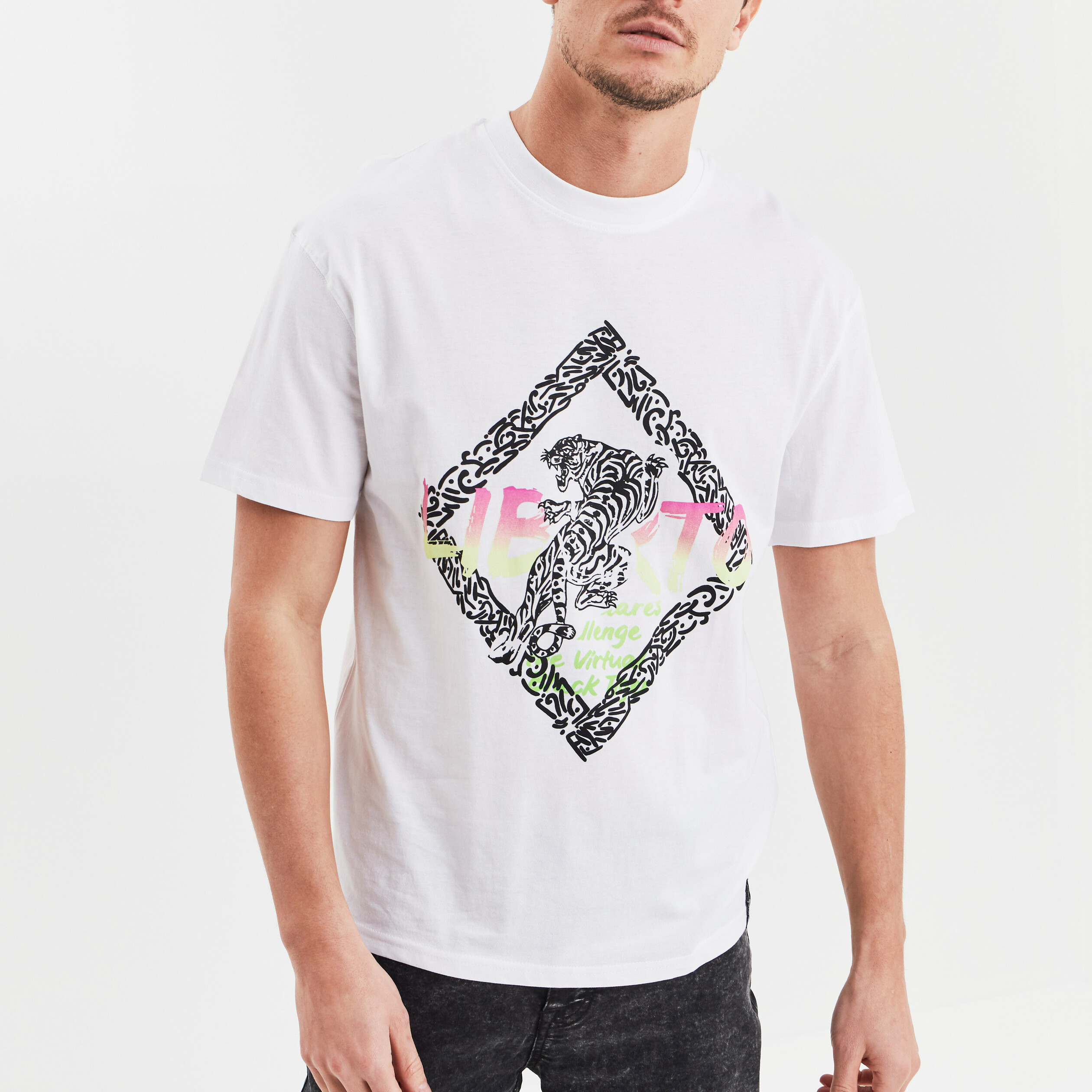 T-shirt manches courtes Liberto blanc homme | La Halle